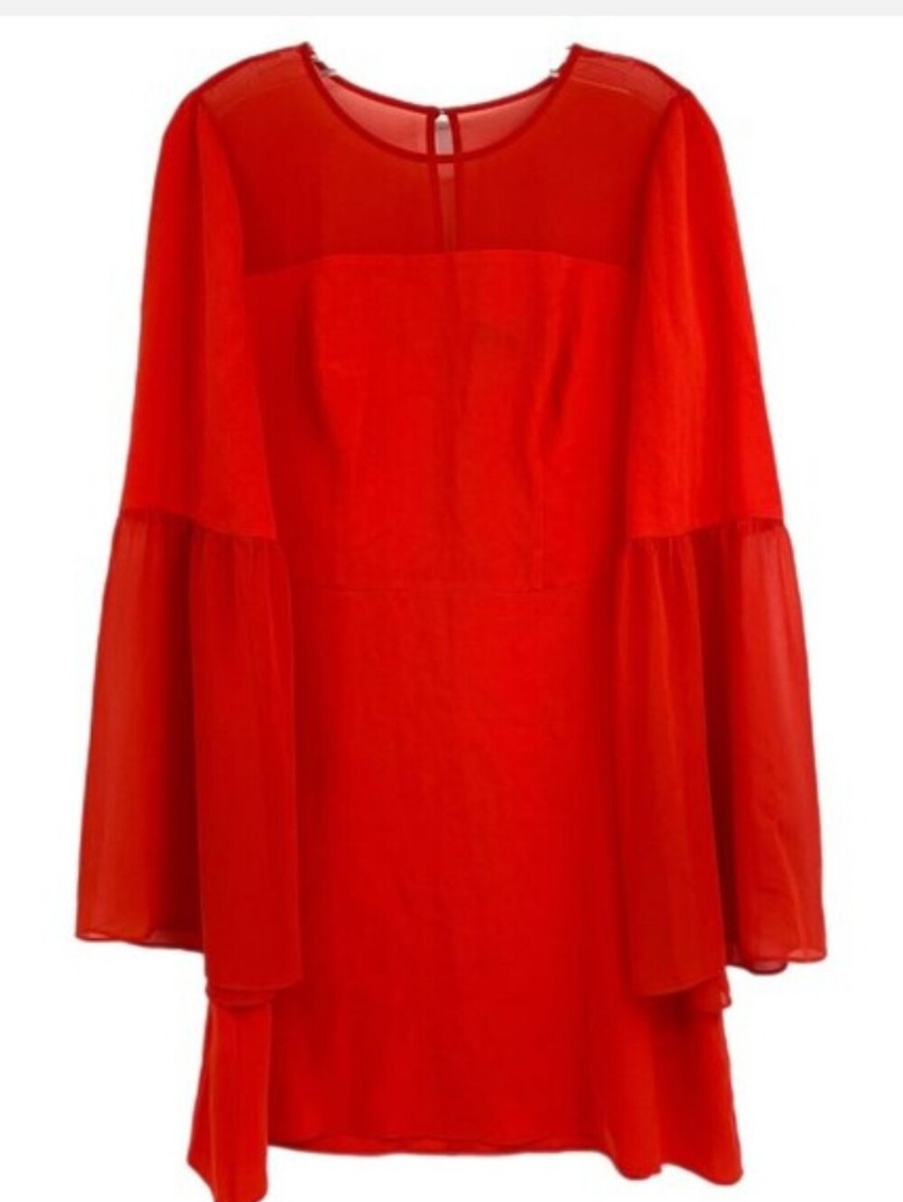 BCBGMaxAzria Vibrant Red Long-Sleeve A-Line Dress Size M - Picture 4 of 13
